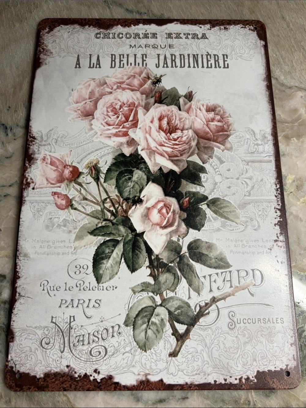Vintage Pink Rose Wall Plaque - Romantic Floral Home Decor metal